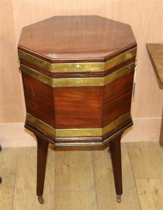 A George III brass bound mahogany octagonal cellaret, W.1ft 7in. H.2ft 5in.